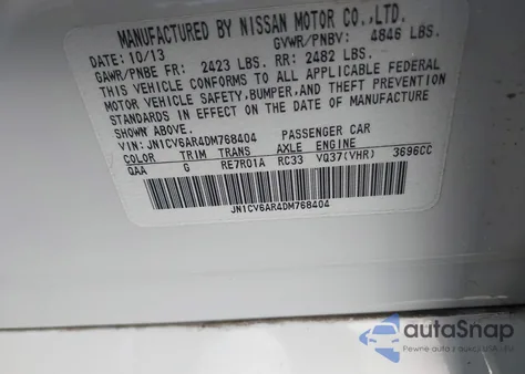 2013 Infiniti G37X из США, поврежденный, VIN JN1CV6AR4DM768404